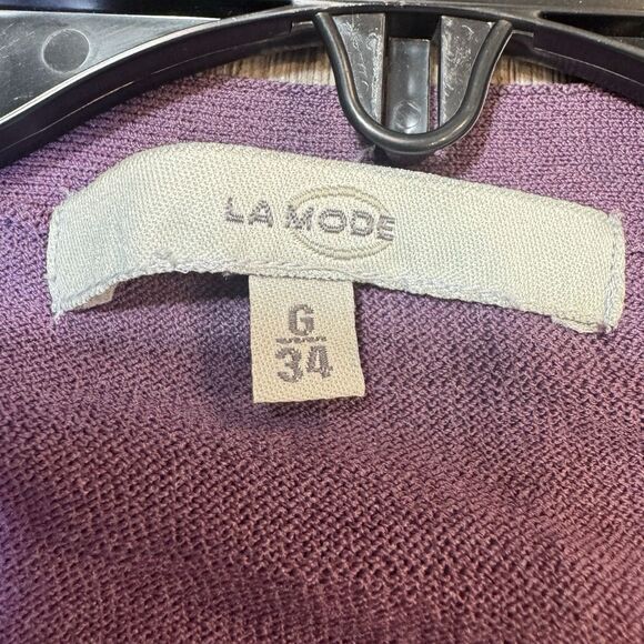 Vintage Y2K Womens Cardigan Bolero Size L Purple Cropped Fitted Preppy Boho - Picture 4 of 6